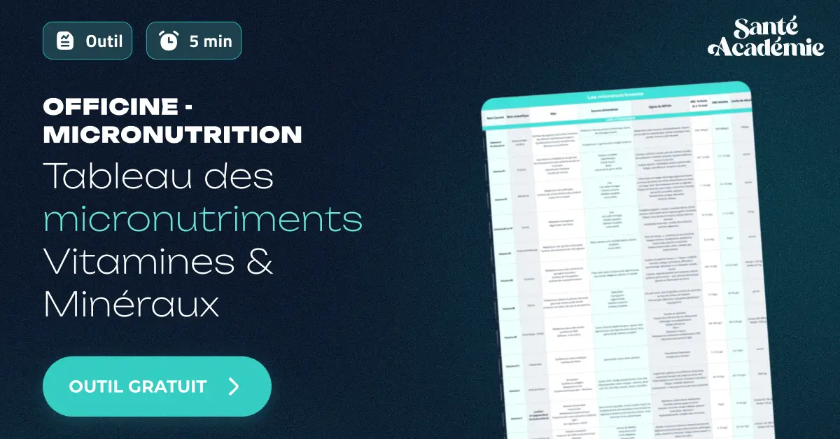Tableau micronutriments : vitamines & minéraux - Téléchargement gratuit